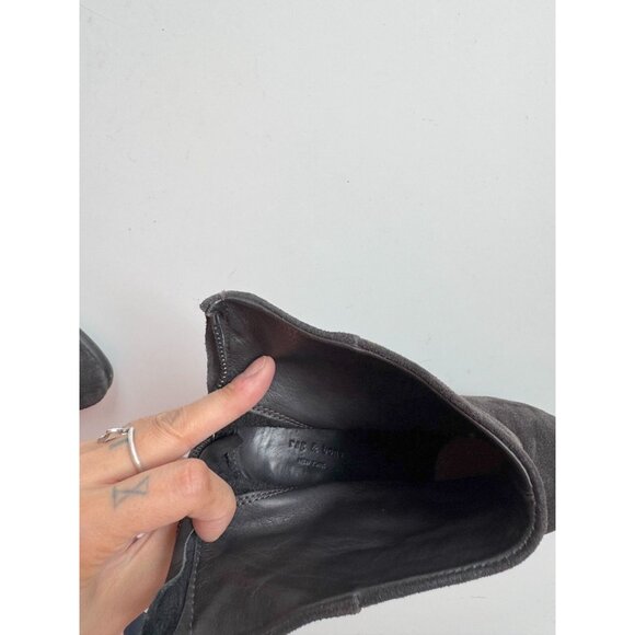RAG & BONE Newbury Black Suede Leather Block Heel Ankle Boots, Size 37.5 - Picture 2 of 16